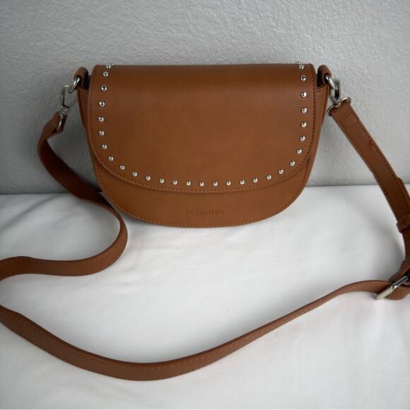 NWOT BOSTANTEN Crossbody Bag Women Vegan Leather Purse Studded Brown - Picture 6 of 12